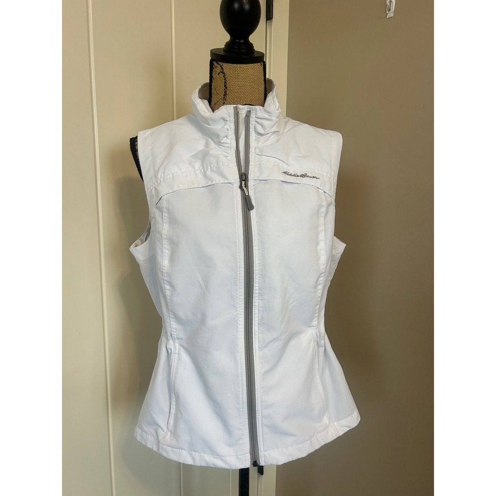 Eddie Bauer White Active Sleeveless High Collar Front Zipper Vest Size L